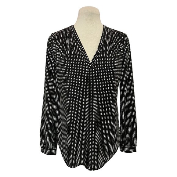 ANN Taylor Black Polka Dot Top Size S - Picture 1 of 8